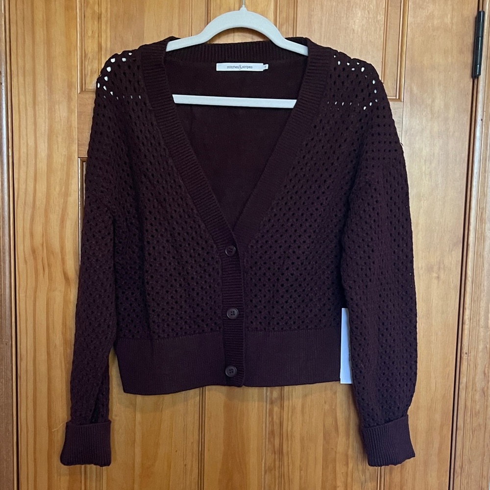 NWT Stitches & Stripes Deep Brown Knit Cardigan Size Small